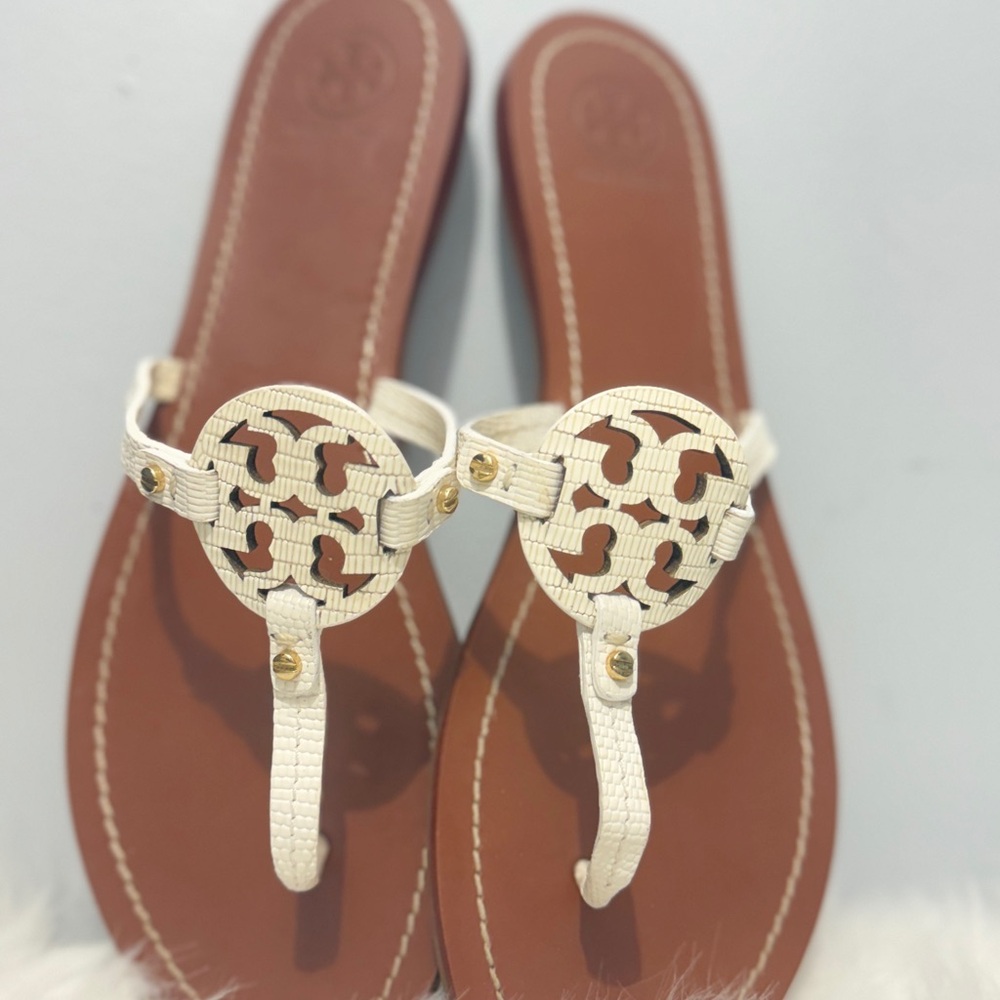 Tory Burch Cream and Brown Sandals - Picture 4 of 6